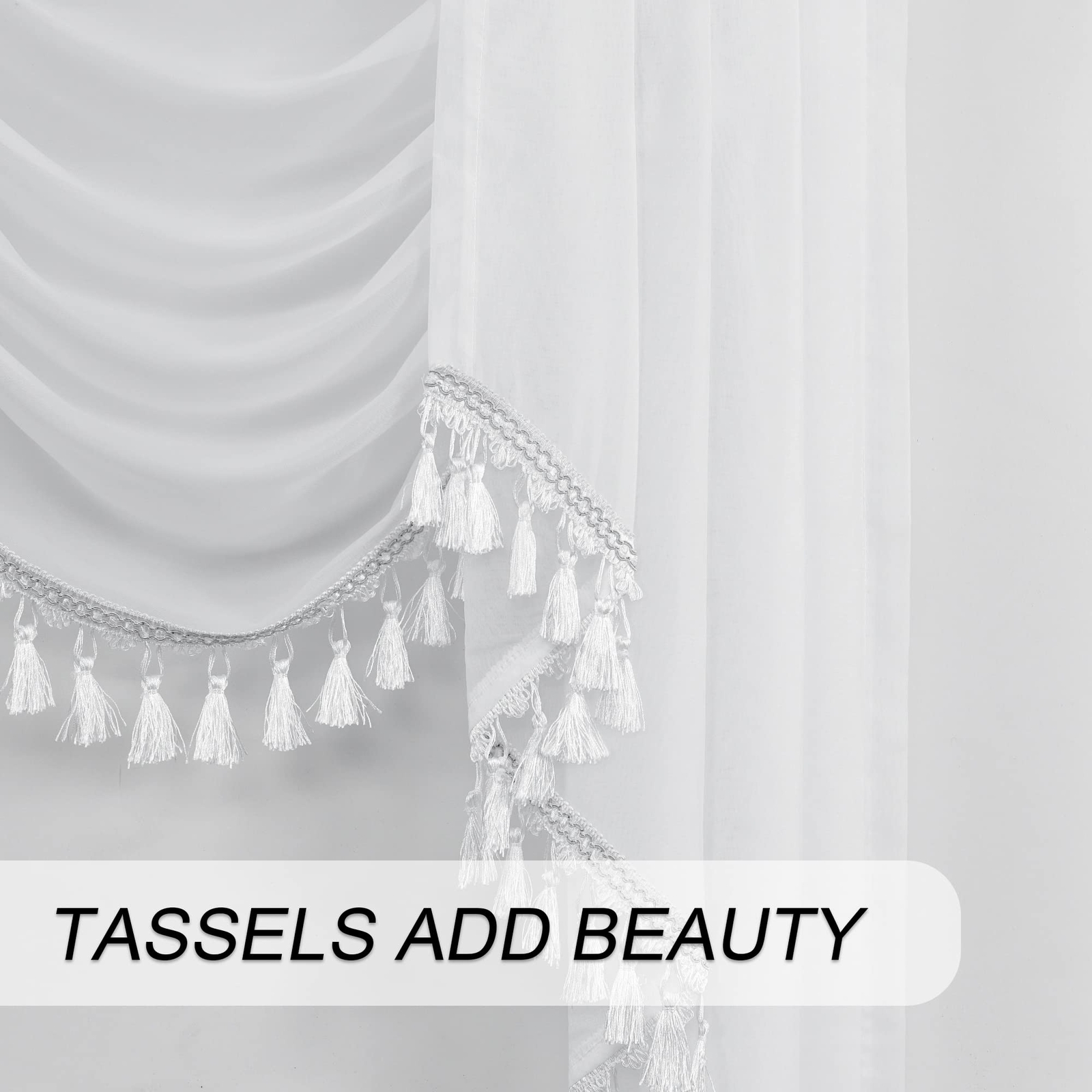 Sheer Window Valances for Living Room Waterfall Tassels Swag Topper Curtains …