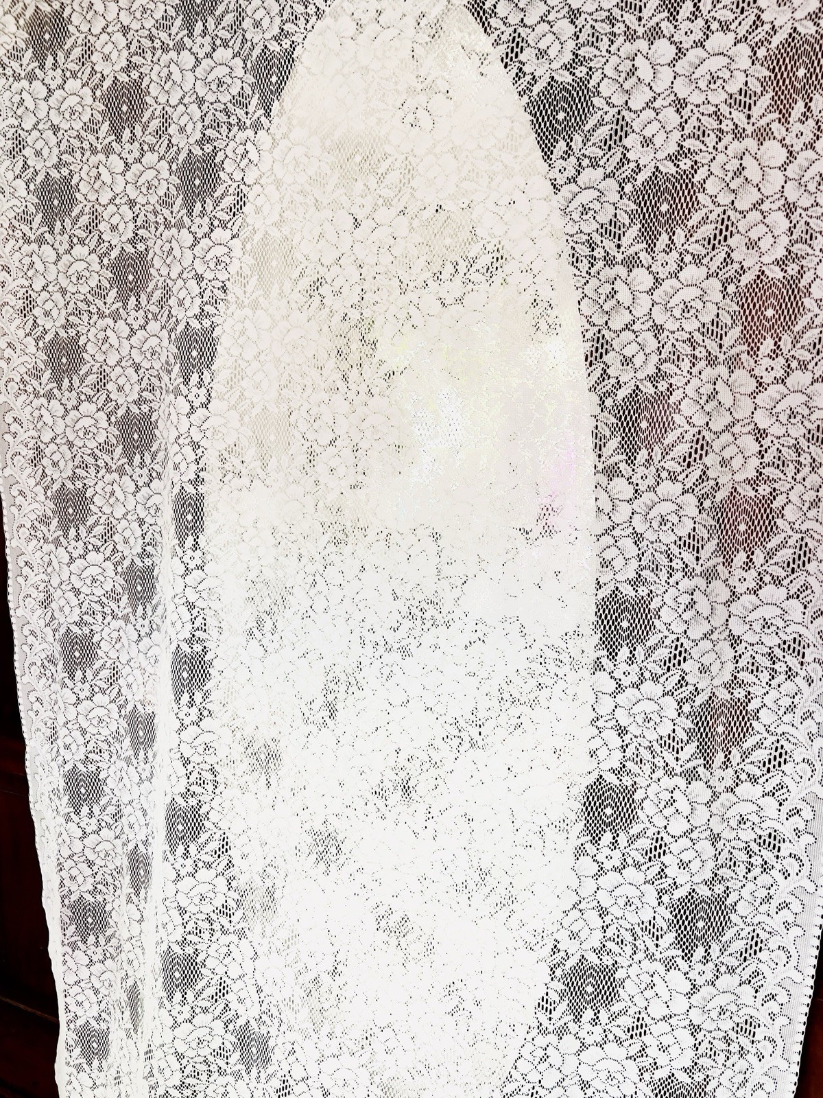 1 of 4 IVORY CREAM OFF WHITE ROSE FLORAL NET LACE CURTAIN PANELS 42×85 2 PAIRS