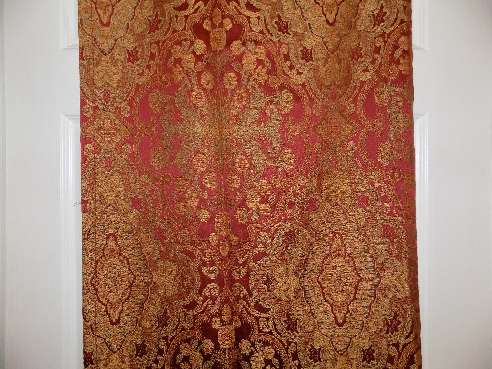 Chris Madden JC Penny 52 x 84 burgundy gold brocade lined drape panel curtain