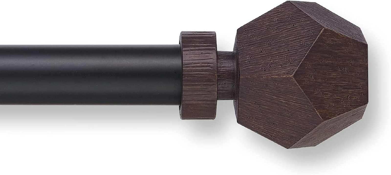 Matte Black Adjustable Curtain Rod Set with Geo Finials, 72”-144”