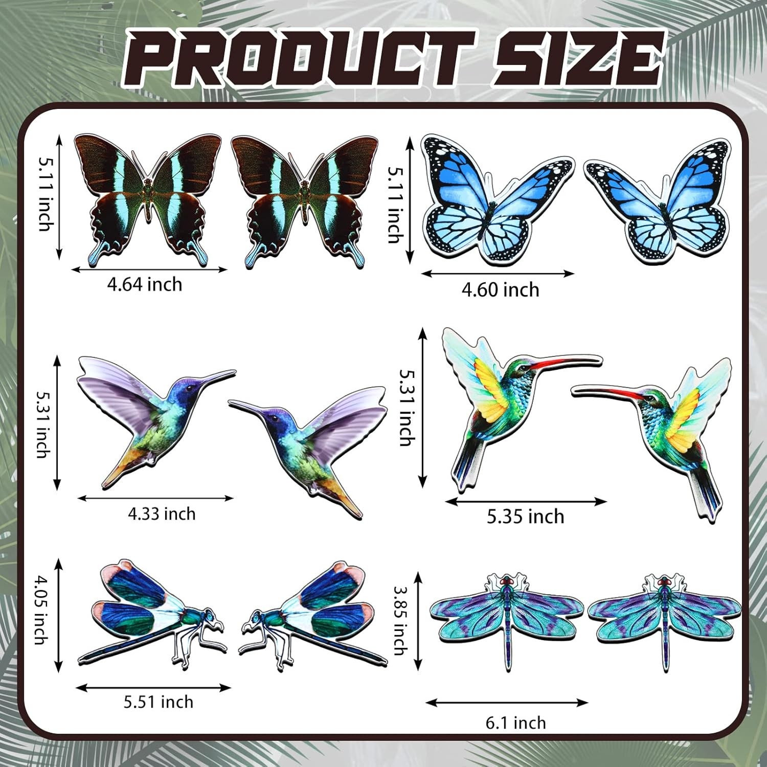 12 Pcs Hummingbird Retractable Screen Door Magnets Butterfly Dragonfly Double
