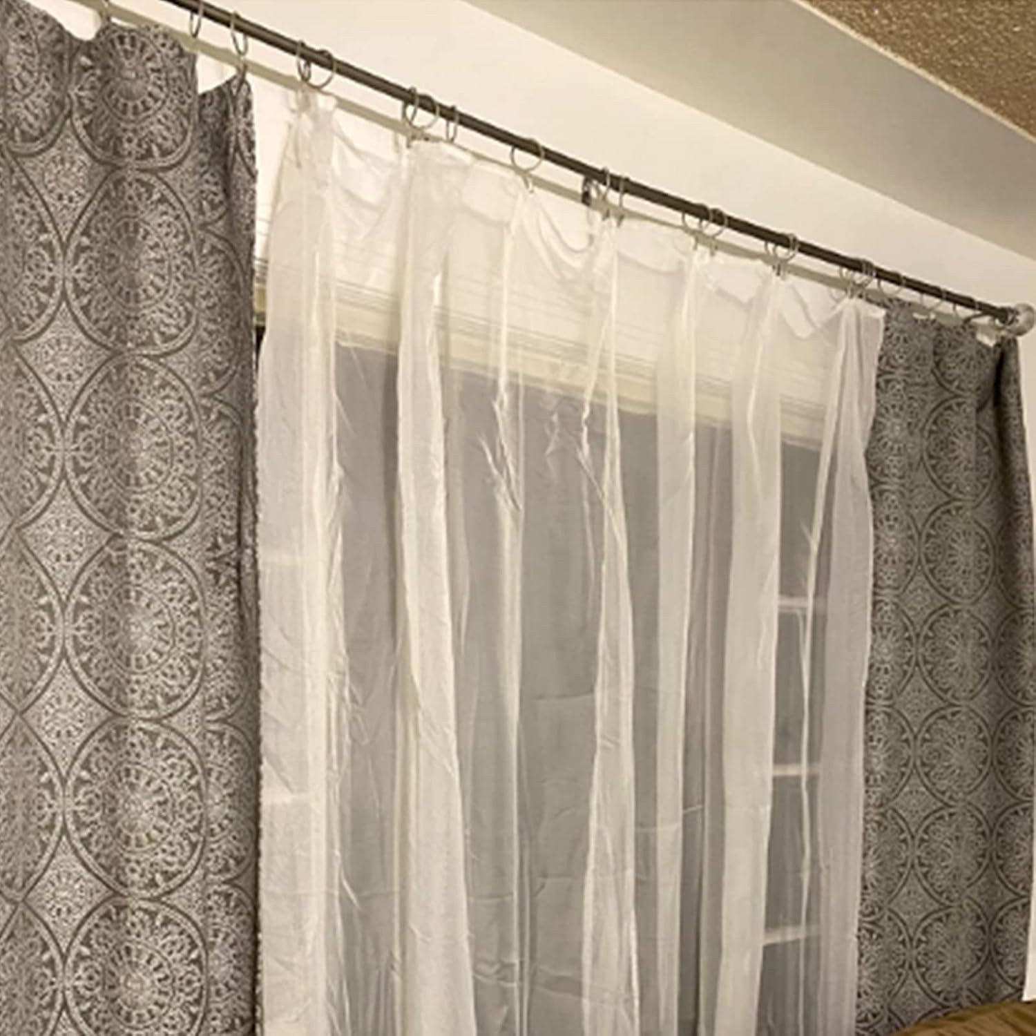 Weekseight 40 Pack Matte Silver Curtain Rings with Clips, Curtain Hooks Hangers