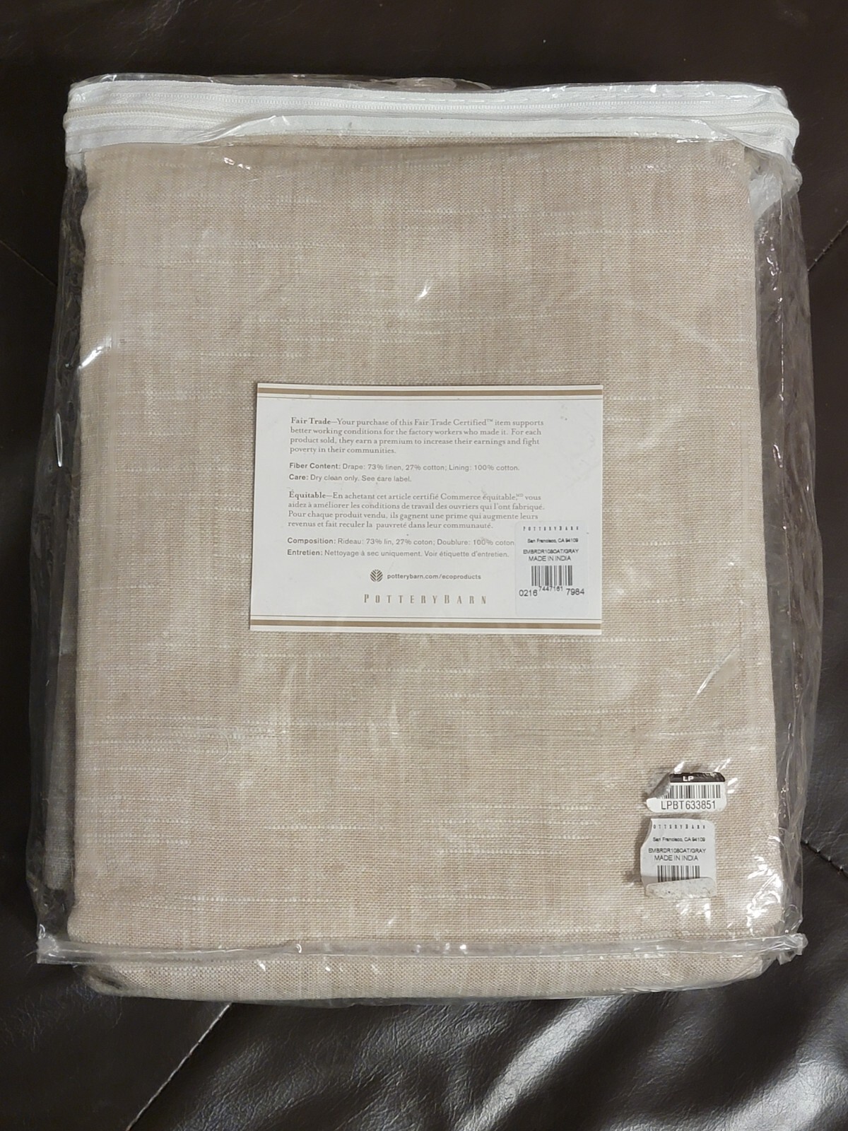 Emery Bordered Drape Grommet Oatmeal – Flagstone 50 x 108 in Pottery Barn
