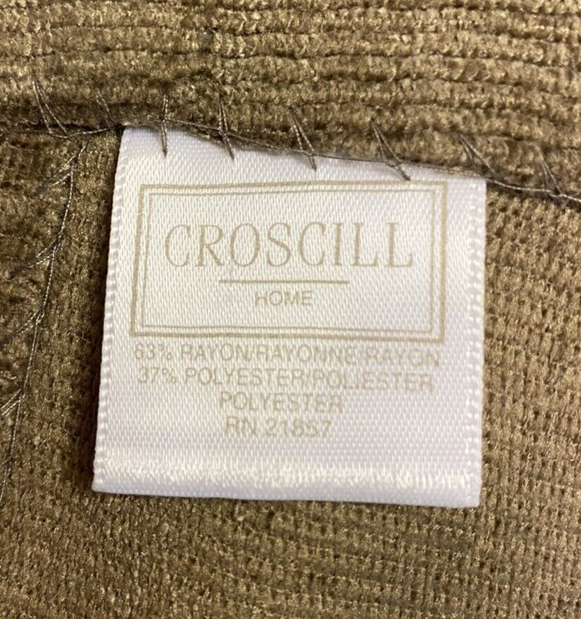 2 CROSCILL HOME Poly Chenille 107″ x 45″ Window Scarfs Light Brown & Sage Green