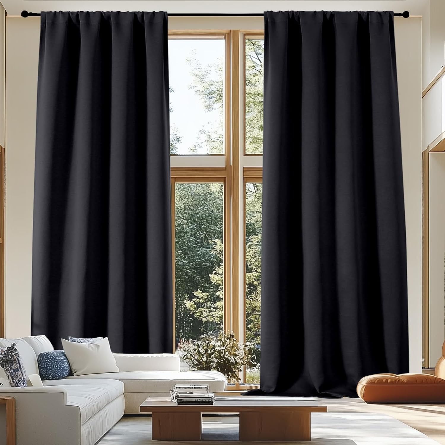 Ava Blackout Extra Long 10ft Curtains for Patio 120 Inches Long 2 Panels Set,