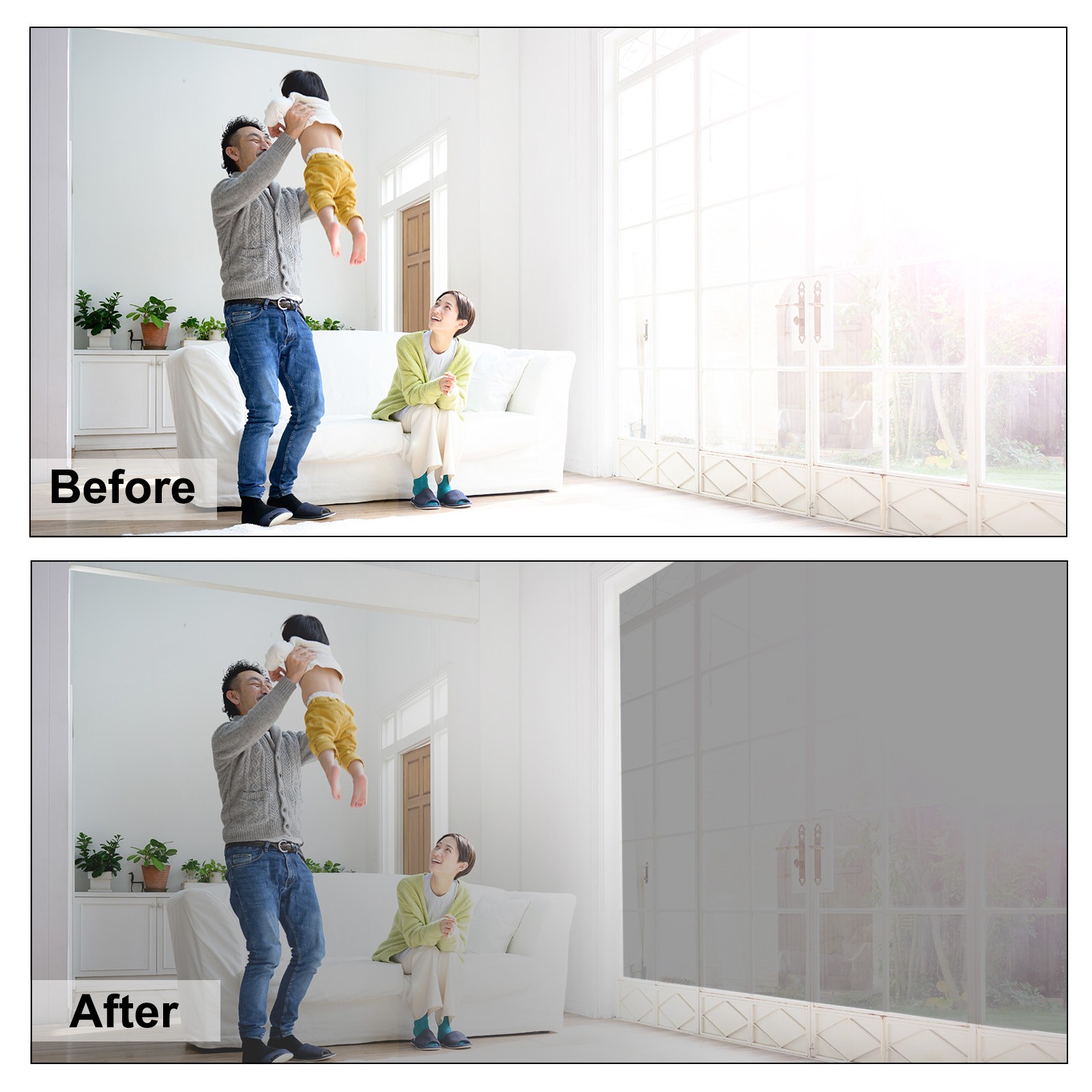 Window Privacy Film One Way Heat Blocking Static Cling Brown 35.4×78.7″