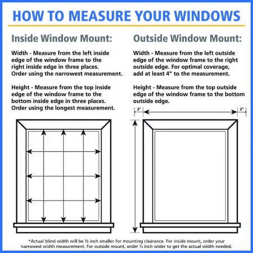 (2 pack) 1″ Cordless Vinyl Light Filtering Mini Blinds, White, 34″ W x 64″ L