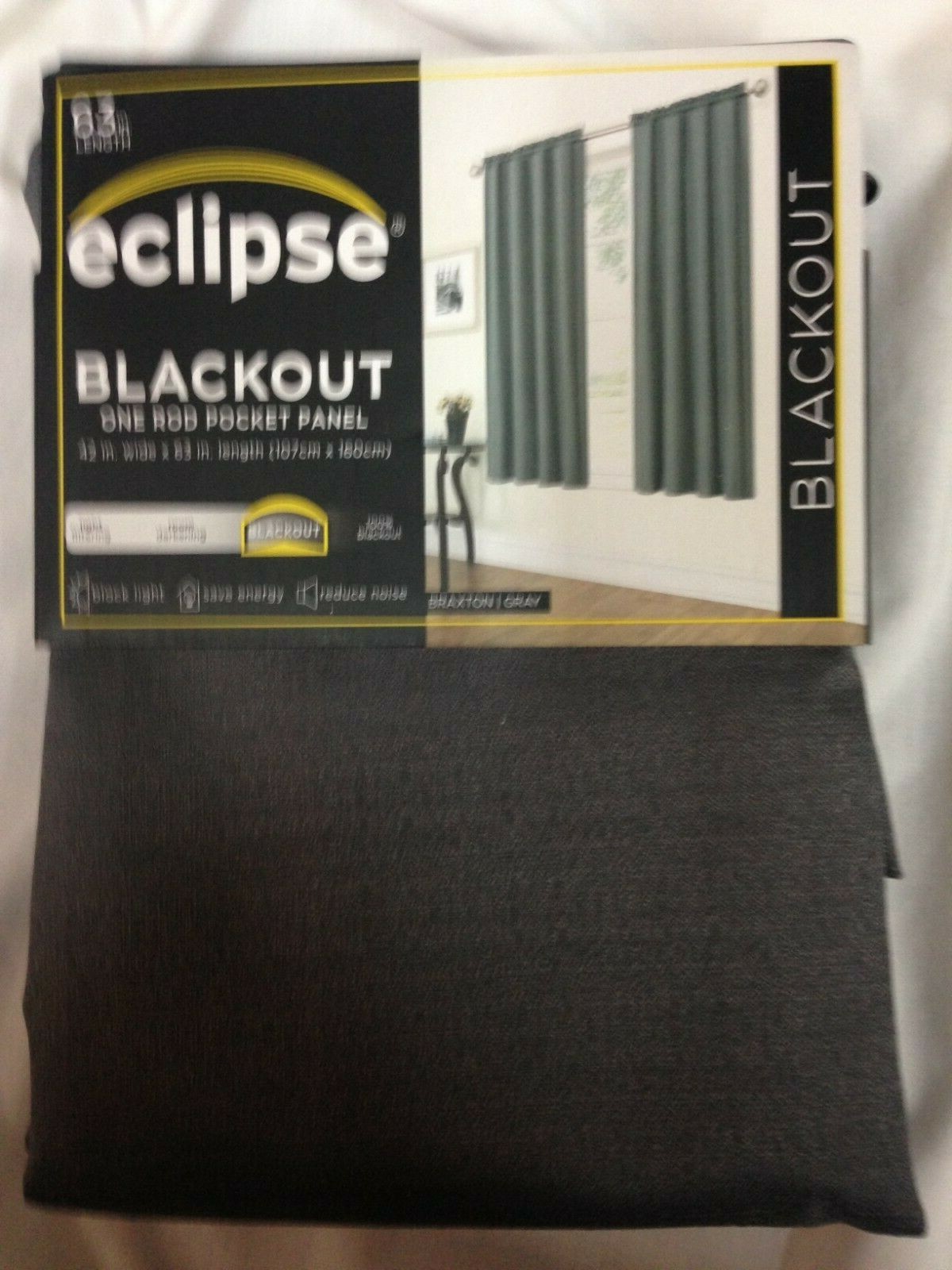 Eclipse, Rod Pcket Black Out Panel, Braxton-Grey, 42W x 63L