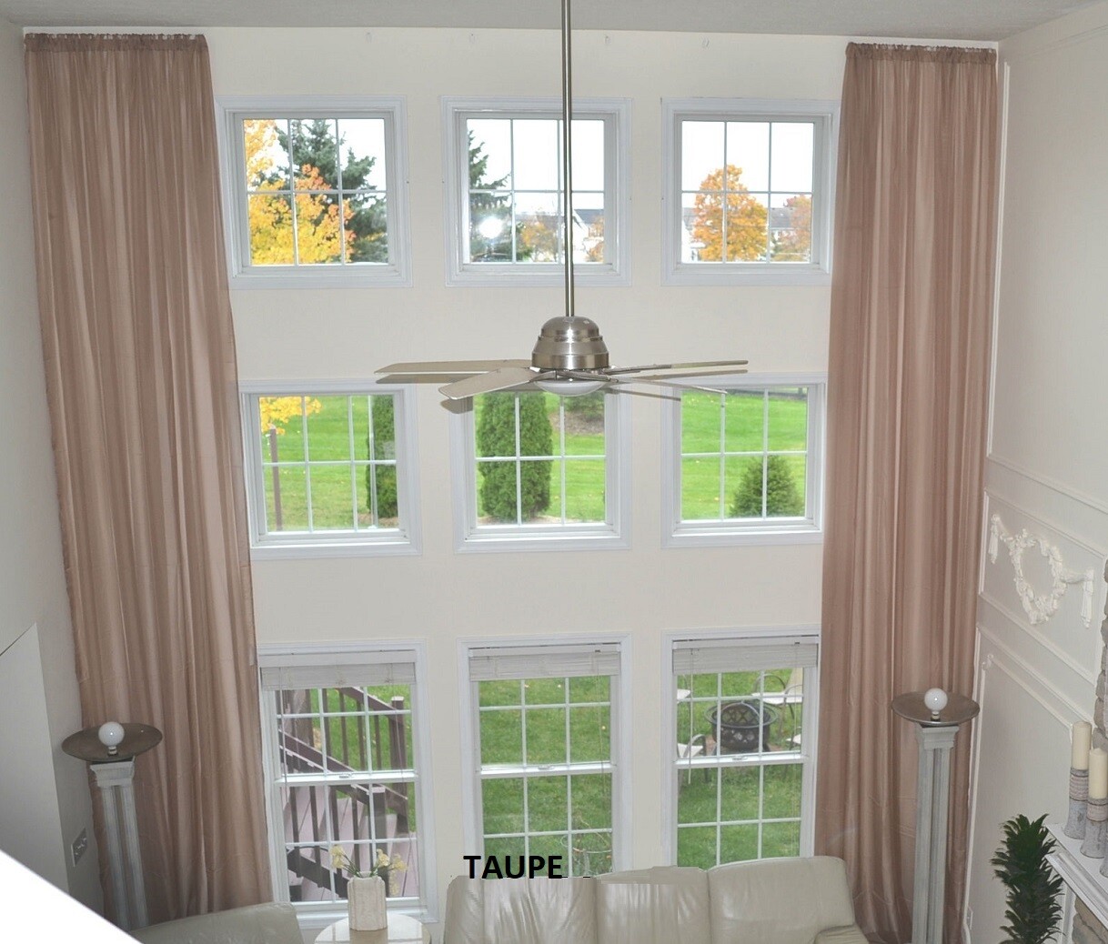 2 extra long curtains for high ceiling sheer drapes 16-24 ft custom made 2 story