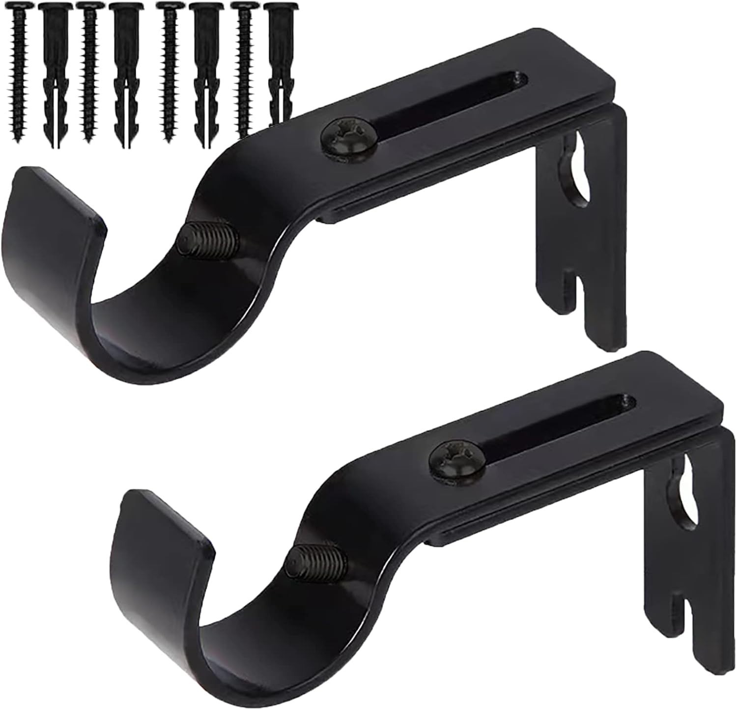 Curtain Rod Brackets 2 Pack 1 Inch Adjustable Heavy Duty Wall Mount Holders B…