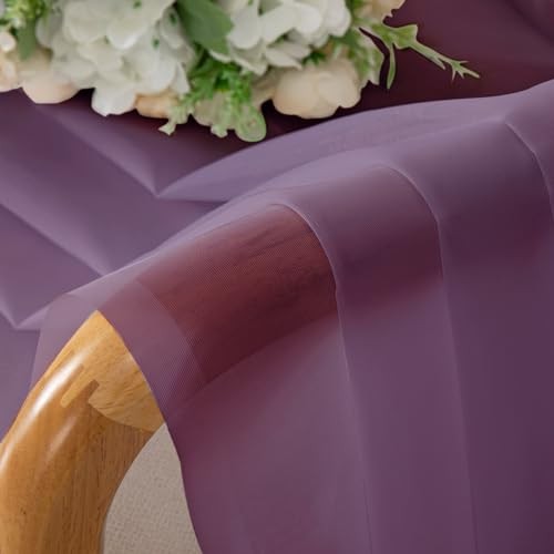 Sheer Curtains 63 Inch Length 2 Panels, Rod 42″W x 63″L (Pack of 2) Plum