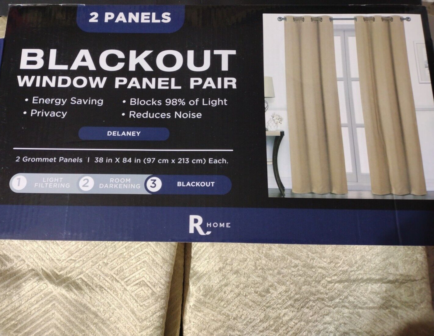 JCP Blackout panel pair, Delaney, Grommet curtains 76″ x 84” Linen, NIP