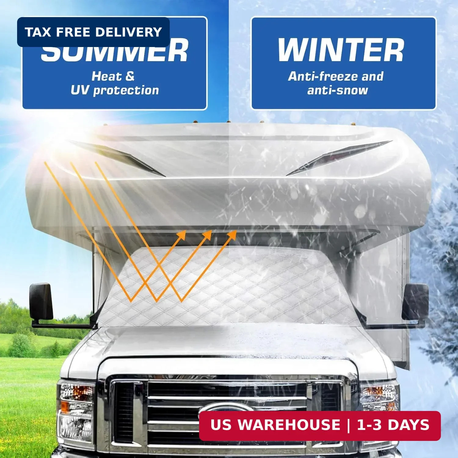 BougeRV RV Windshield Window Snow Cover for Class C Ford E450 1997-2026 Motorhom