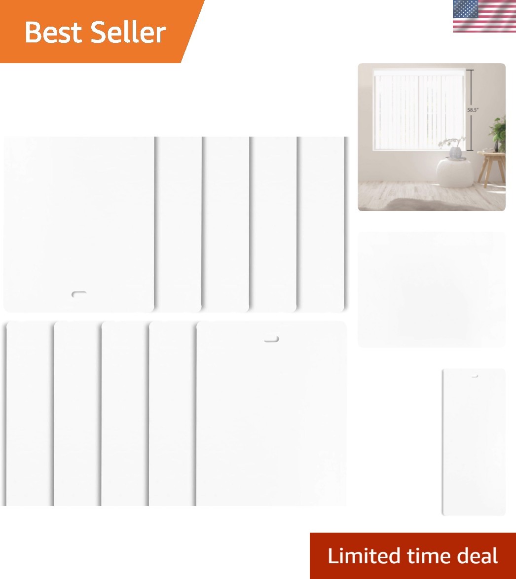 PVC Vertical Blind Replacement Slats Curved Smooth White 58.5 x 3.5 10-Pack S…