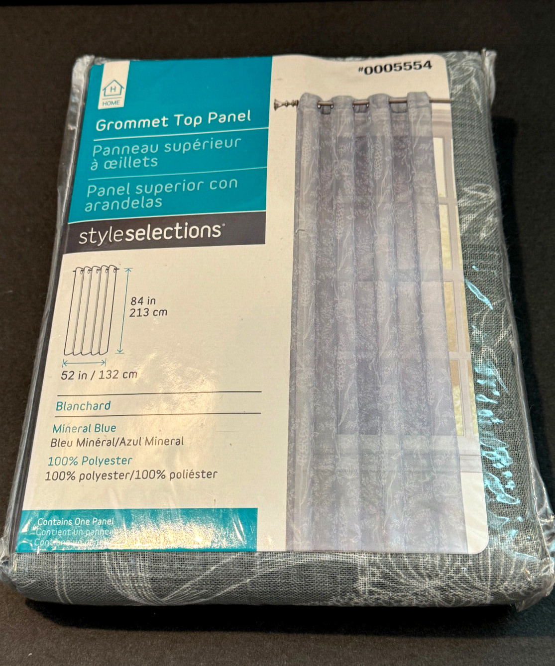 Style Selections Panel # 0005554 Blanchard Mineral Blue Floral 52 x 84″ Filters