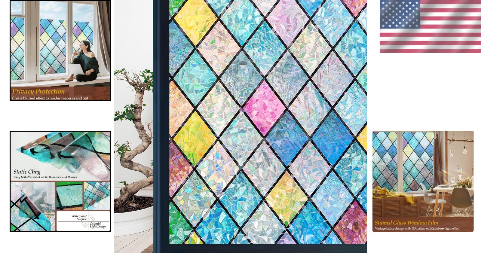 UV Blocking Rainbow Window Film – Stained Glass Effect for Home 17.7 x 78.7