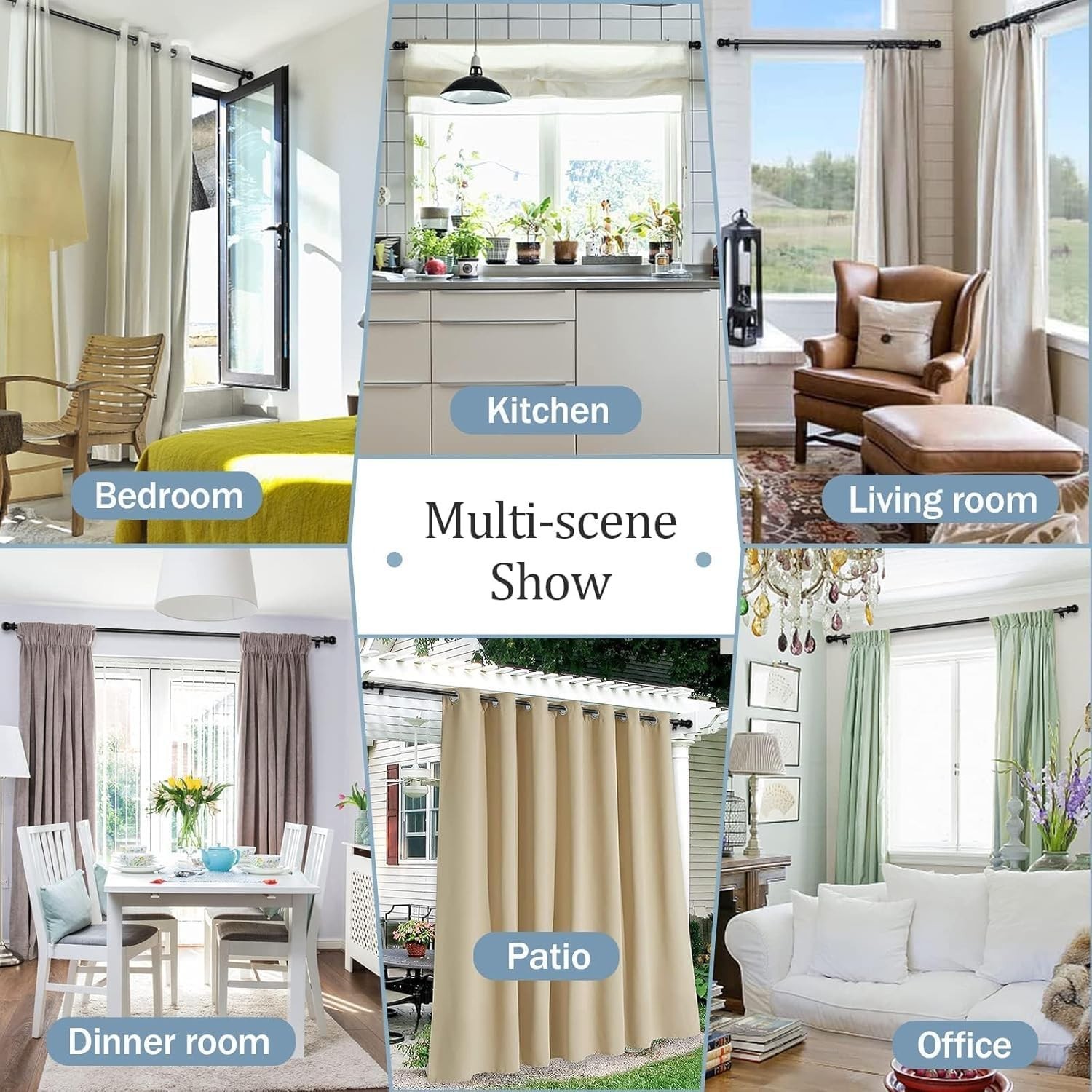 Extendable Black Curtain Rod – 120″-200″ for Sliding Doors