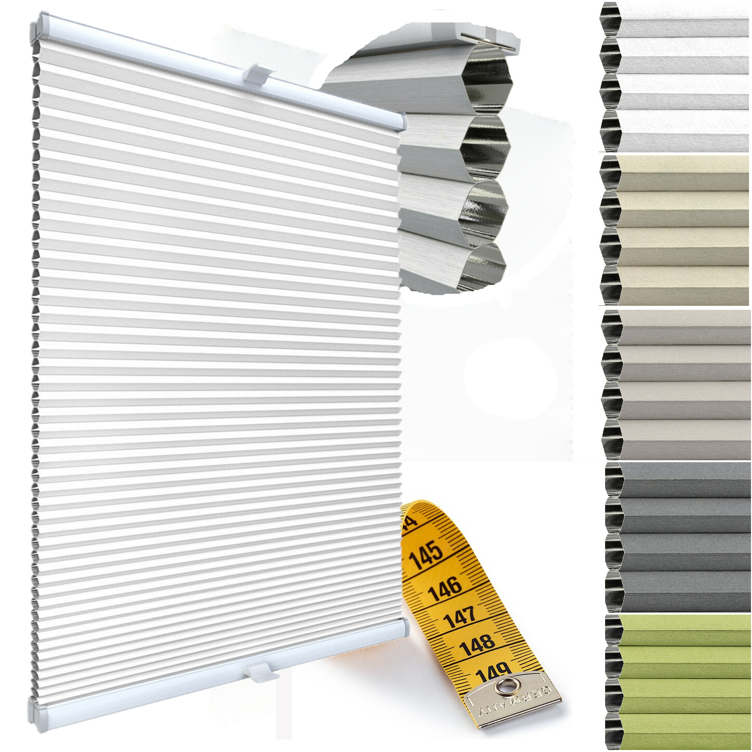 Honeycomb Pleated Blinds for GLUE to Measure Roller Blind Folding Blind 100% Blackout Heat Protection