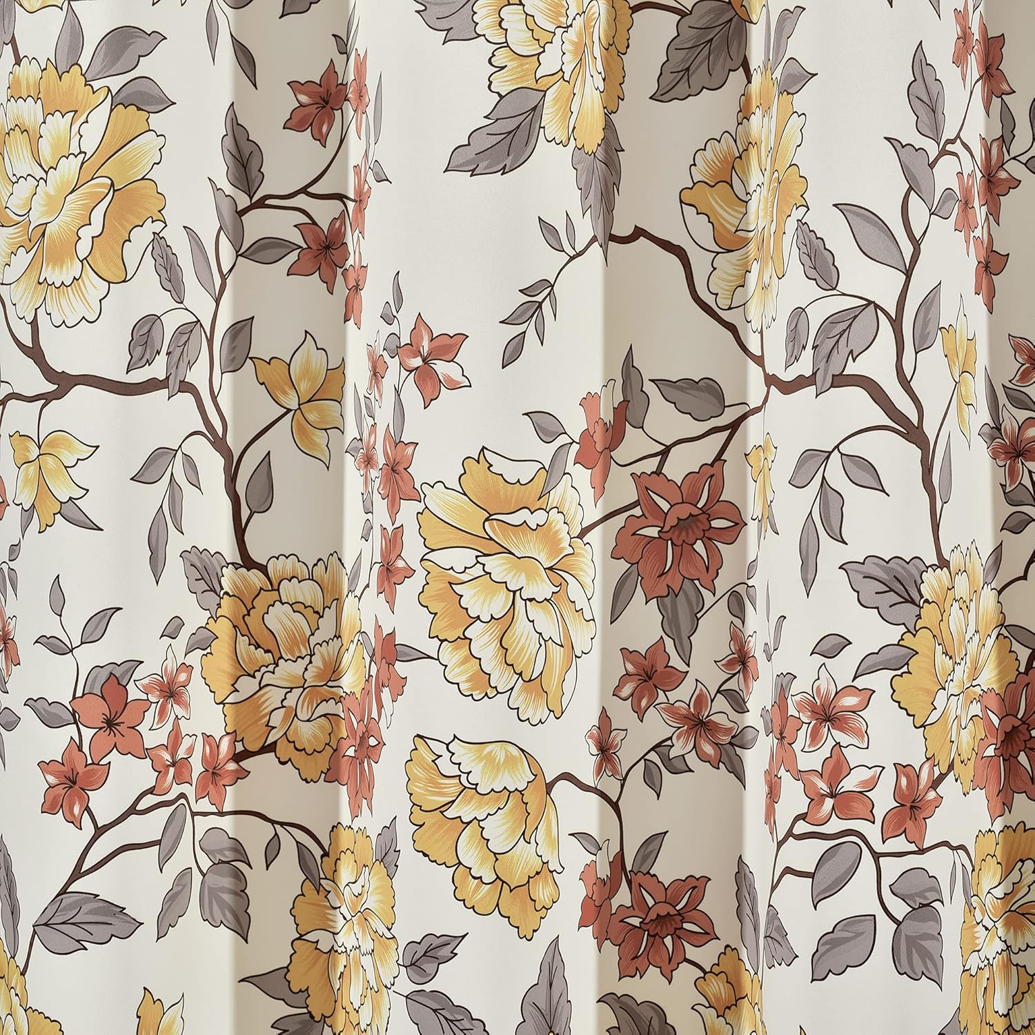Ivana White Floral Light Filtering Curtain Panels, 84″ x 52″ Pair