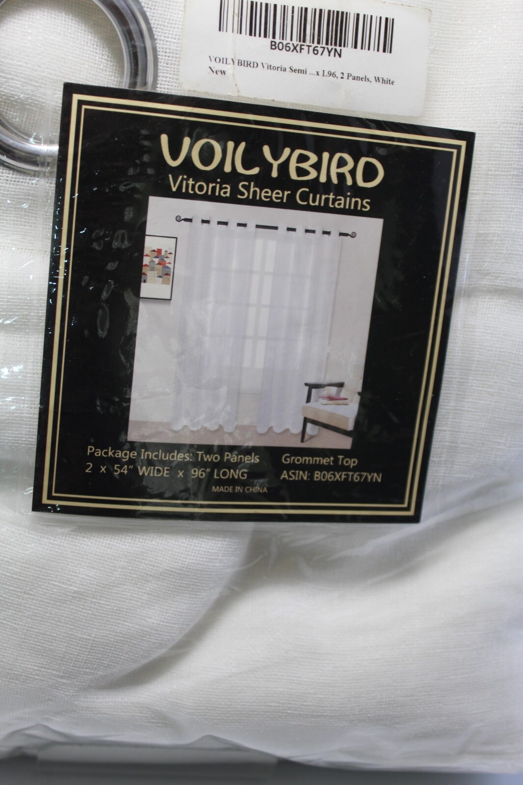 Pair of Light Filtering Sheer Grommet Top Curtain Panels 2 x 54″ W x 96″L White