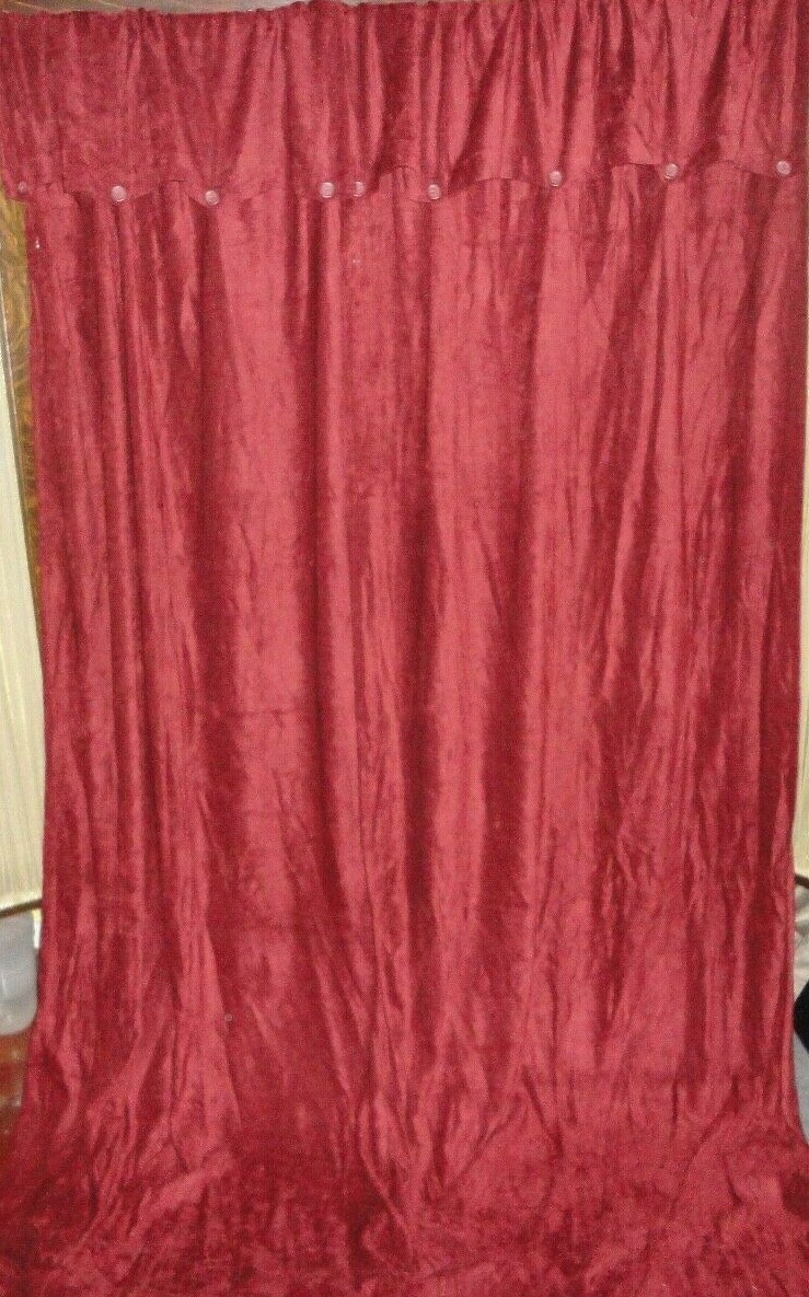 CROSCILL CHEVRON CHENILLE WARM MAROON (2) CURTAINS PANELS RAYON BLEND 44 X 108