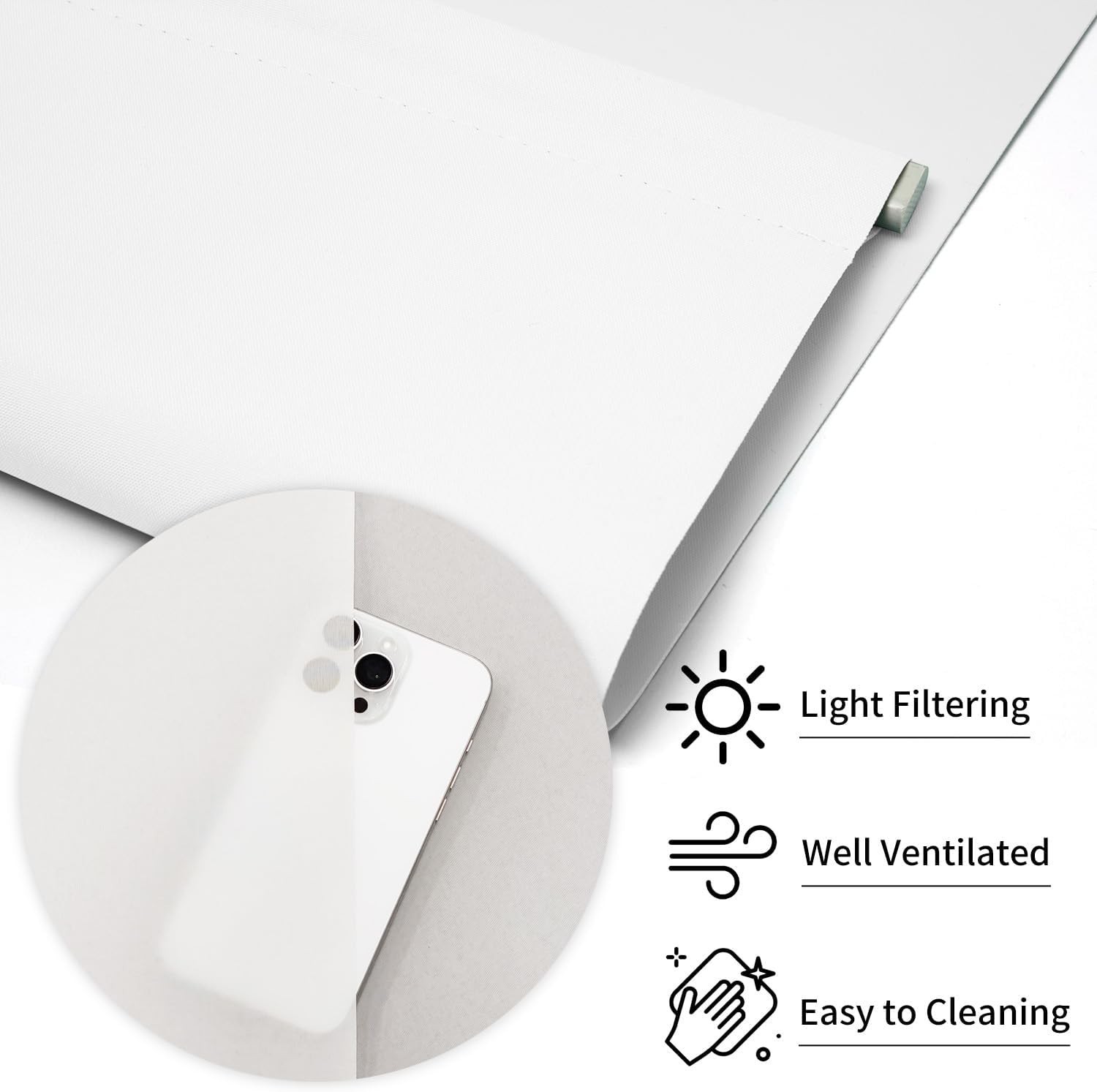 Window Blinds Light Filtering Roller Shades Privacy Fabric Home Office White