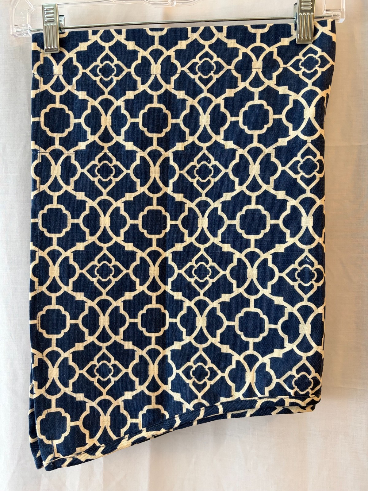 1 Waverly Valance Indigo Blue White Wave Lattice 50 x 18.4 in. Home Classic