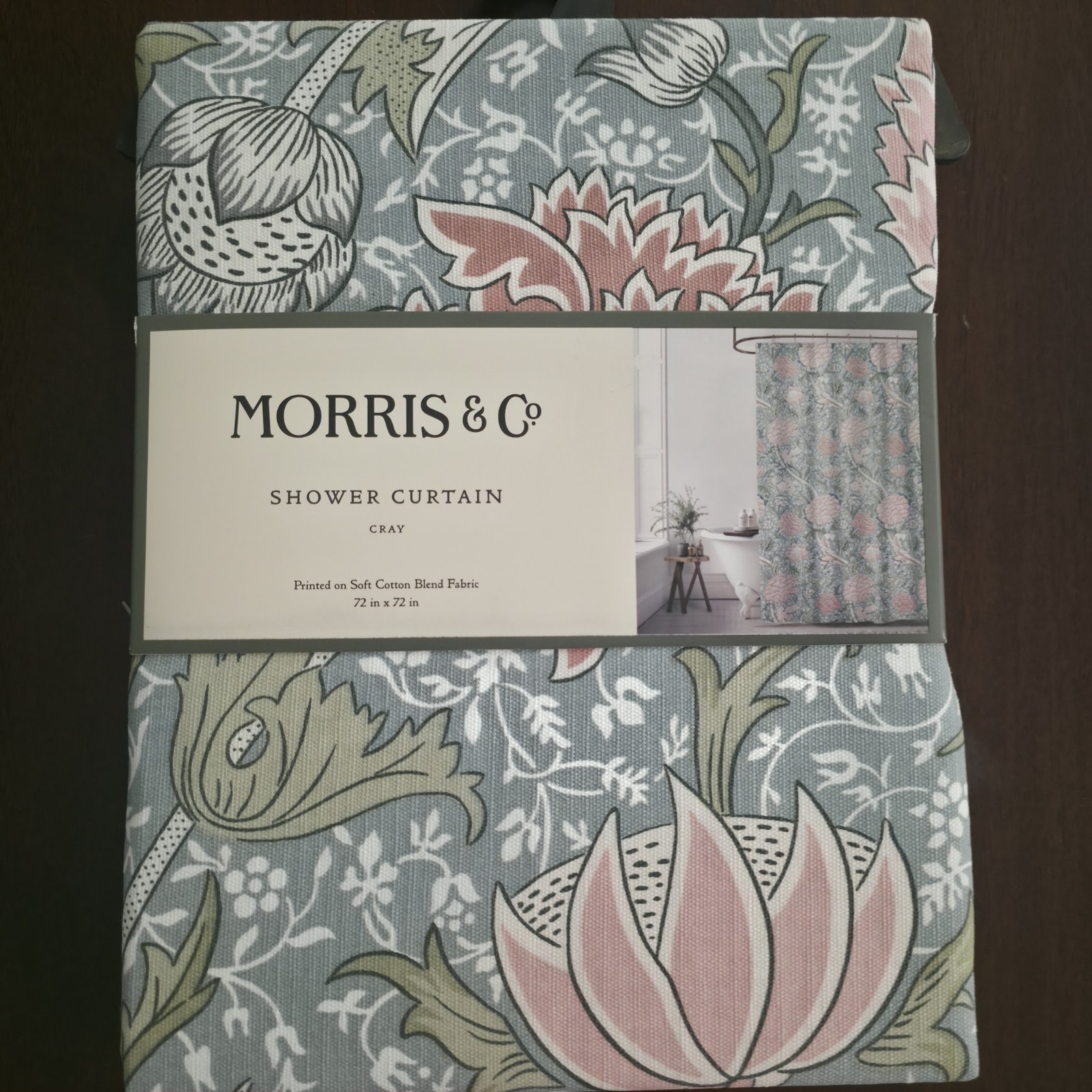 William Morris Cray Botanical Fabric Shower Curtain Cottage Floral 72×72