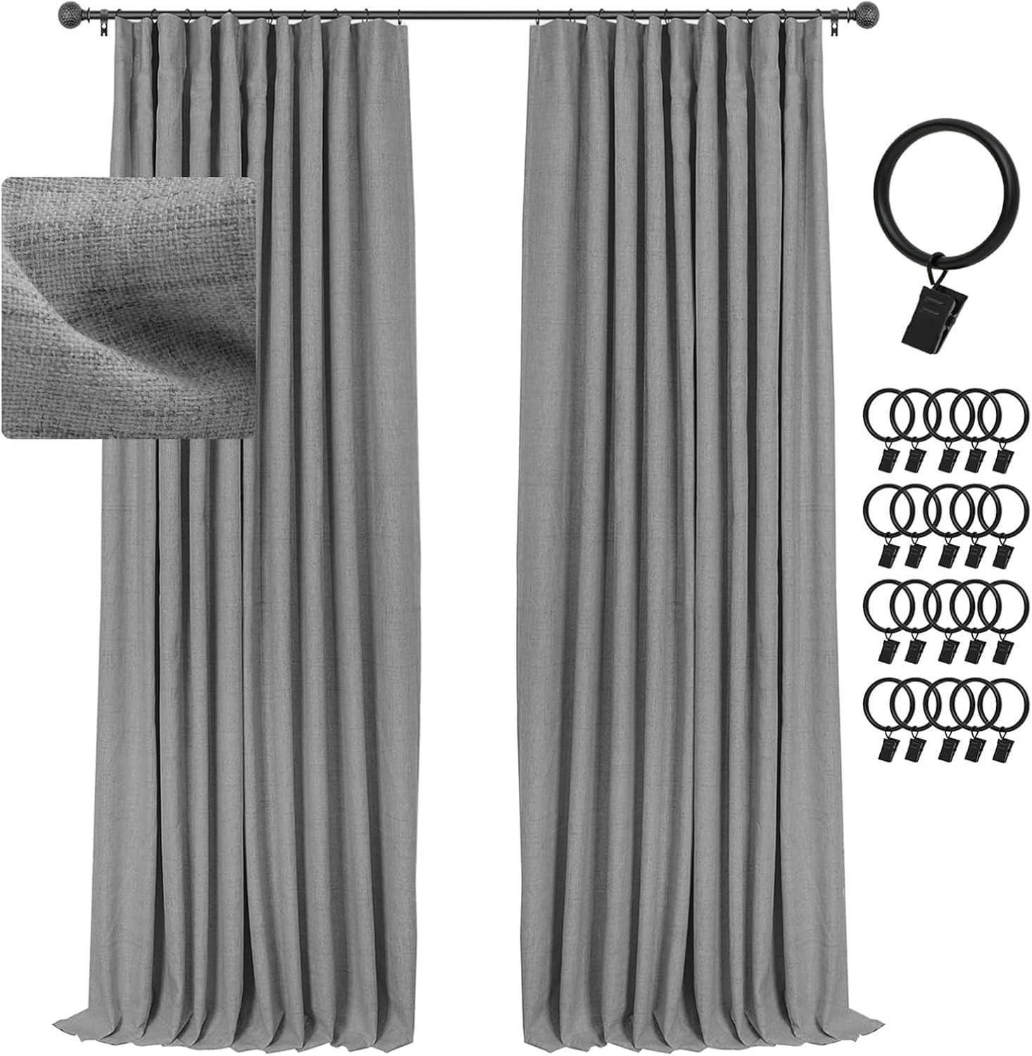 100% Blackout Curtains Thermal Insulated Drapes for Bedroom Living Room
