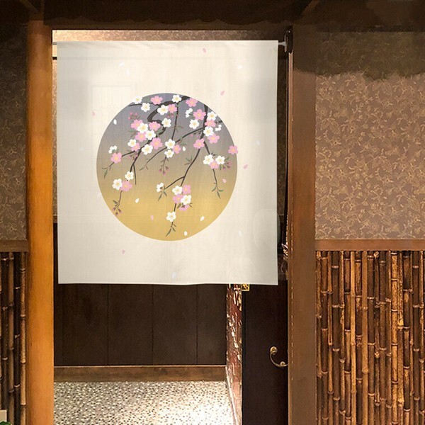 Noren Japanese door curtain 33.5×35.4 in polyester Enso Cherry blossom Japan