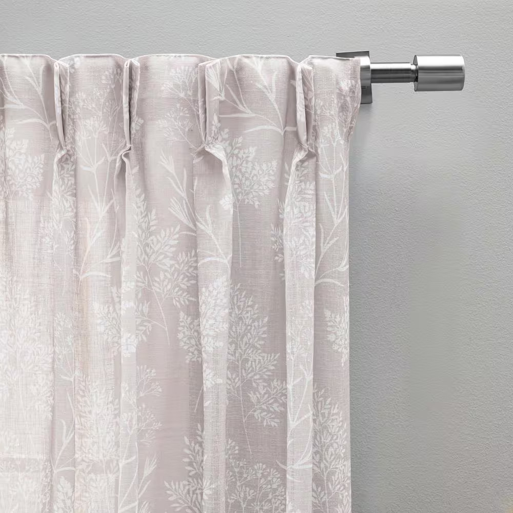 Wild Meadows Linen Polyester Floral 100 In. W X 84 In. L Pinch Pleat Patio Sheer