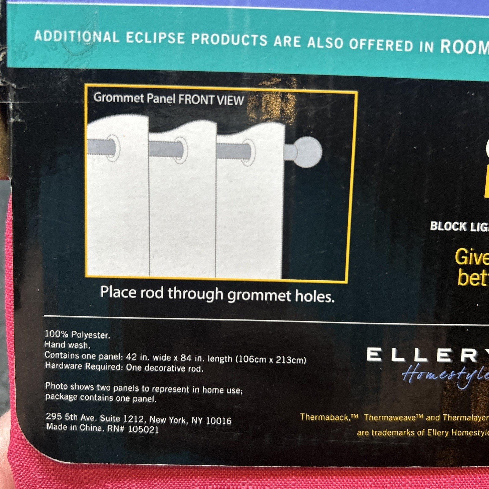 NEW Eclipse My Scene Blackout Curtain Panel Dayton Raspberry 42″ x 84″ Grommet