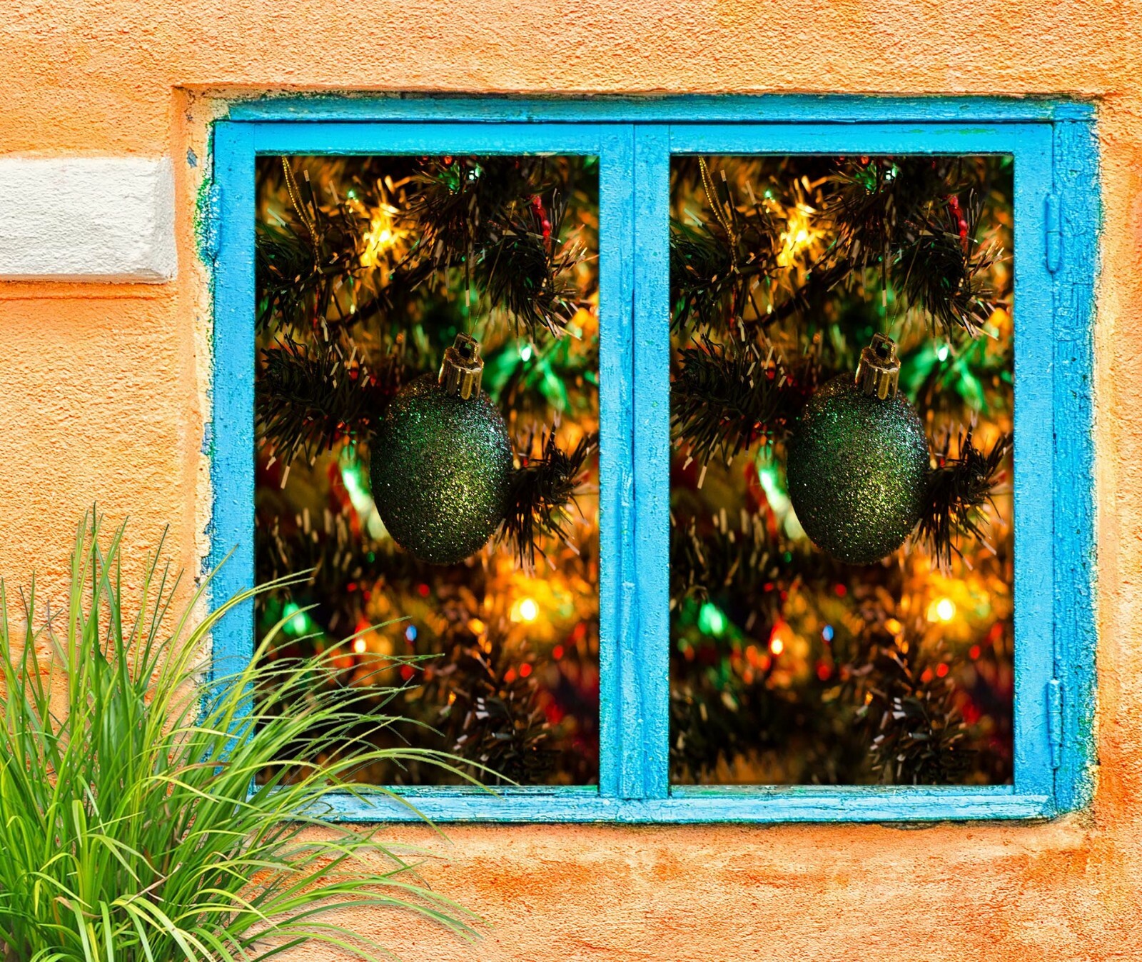 3D Green O762 Christmas Window Film Print Sticker Cling Stained Glass Xmas Fa