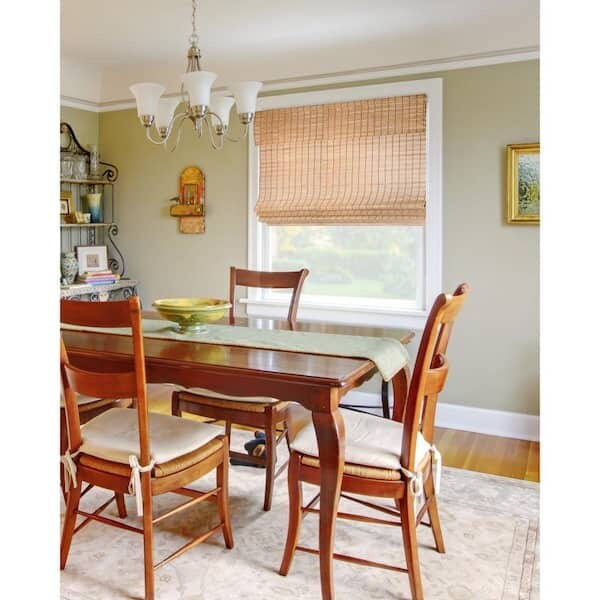 Chicology Cordless Light Filter Natural Woven Bamboo Roman Shade Brown Squirrel
