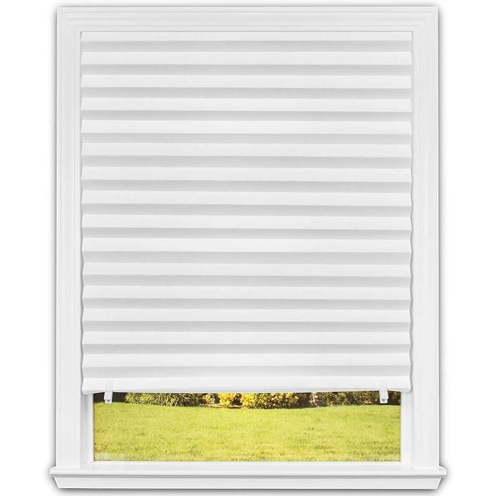 (2 pack) No Tools Original Light Filtering Pleated Paper Shade White, 36 in x