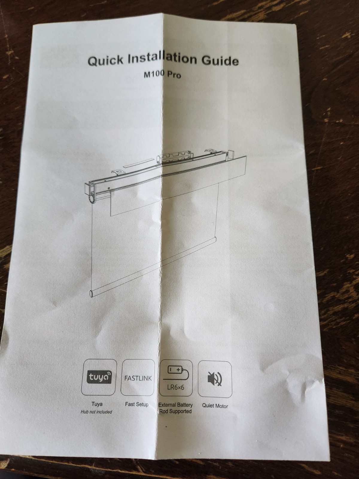 Smart Automatic Roller Shade White, 35″ Use Alexa Google Asst No Drill M100 Pro