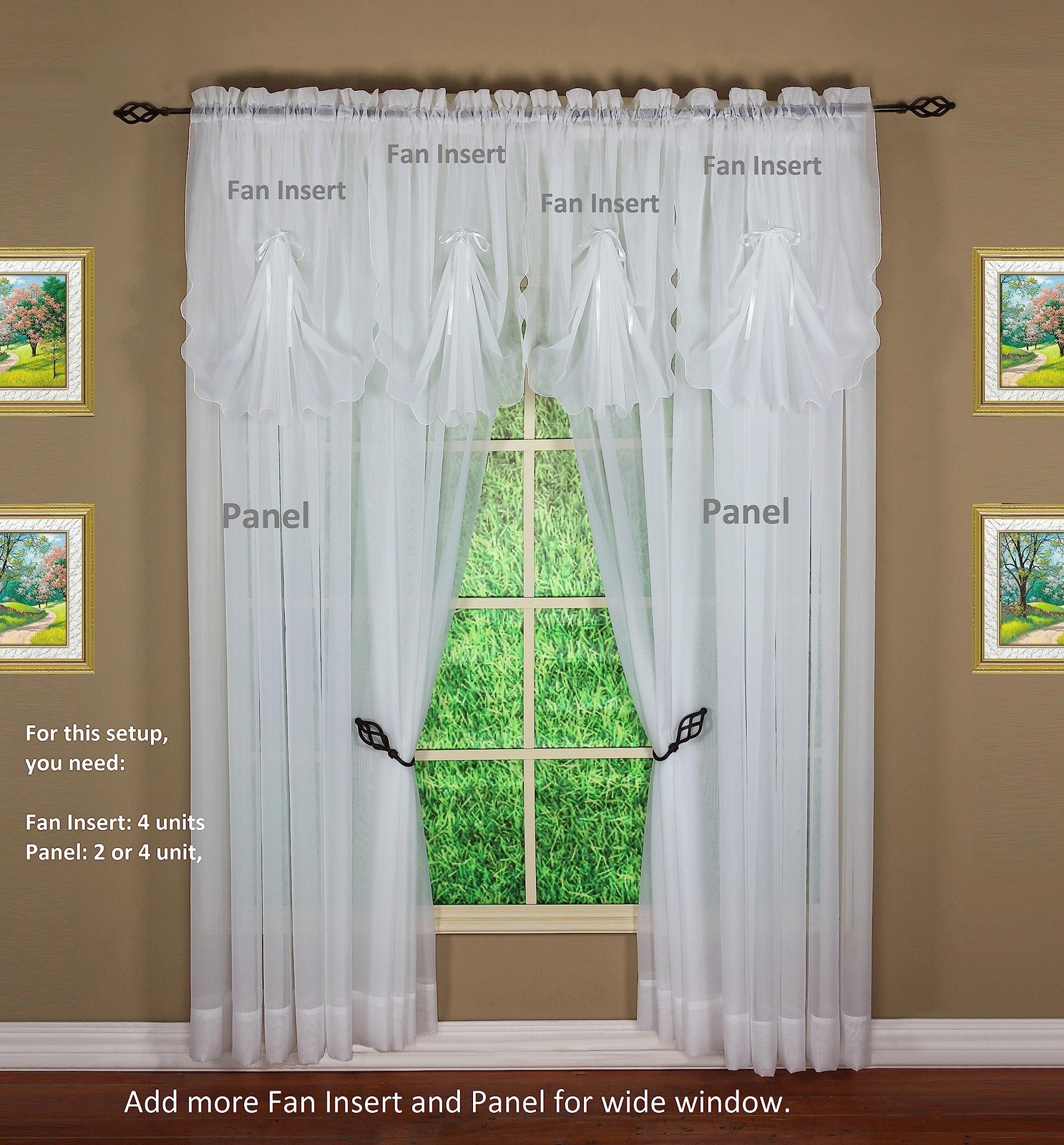Premium Voile Sheer Kitchen Curtain 60×63 Inch 100 Polyester Easy Care