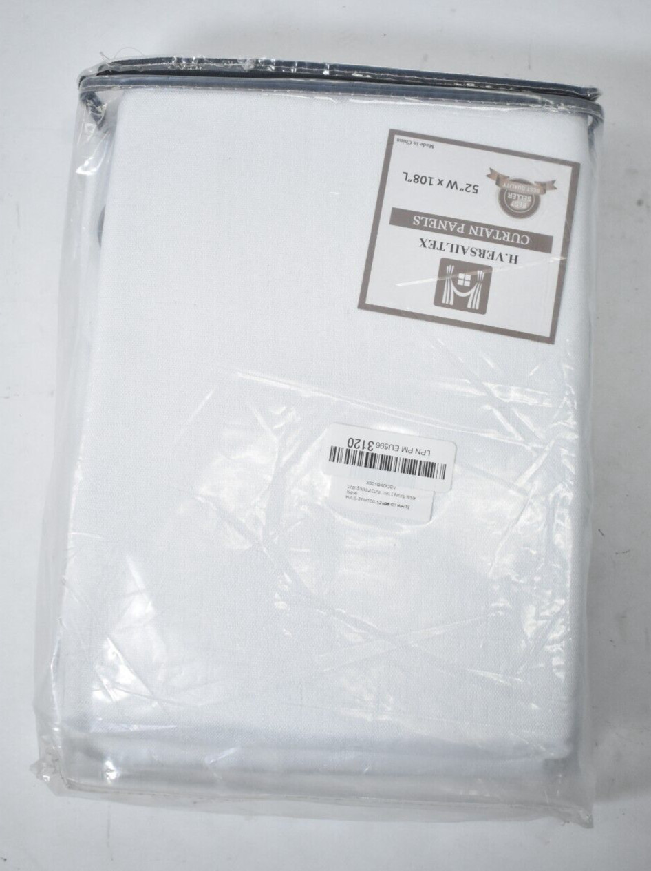 H Versailtex Linen Blackout Bright White Curtains 2 Panels White 52″ x 108″