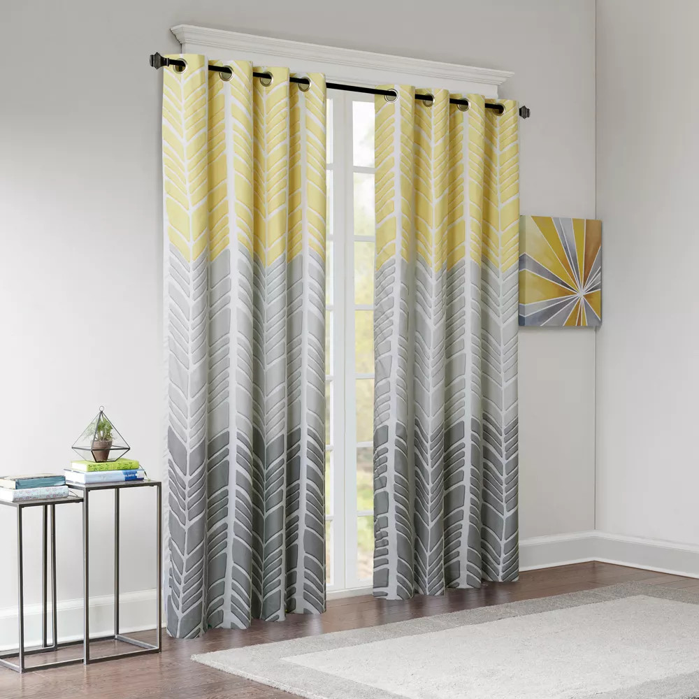84″x50″ Amanda Printed Blackout Window Panel Yellow
