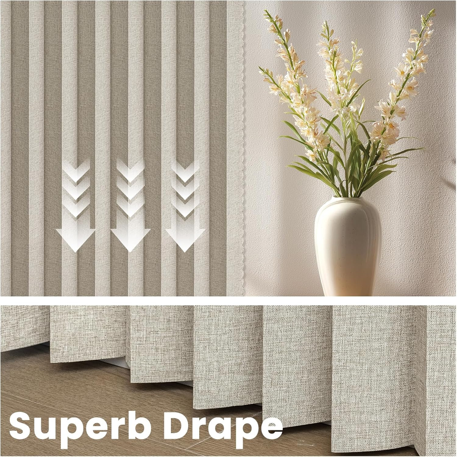 Cream White 100% Blackout Accordion Door Curtain 98″x84″ – No-Drill Divider