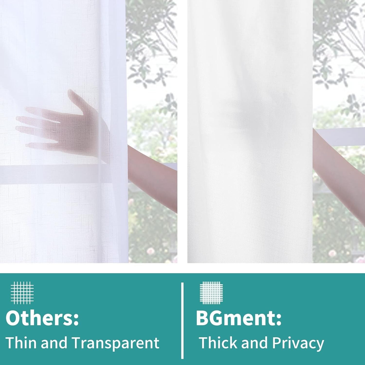Pack of Two (2) BGment: Extra Long Flax Linen Window Drapes (52″ x 120″) White