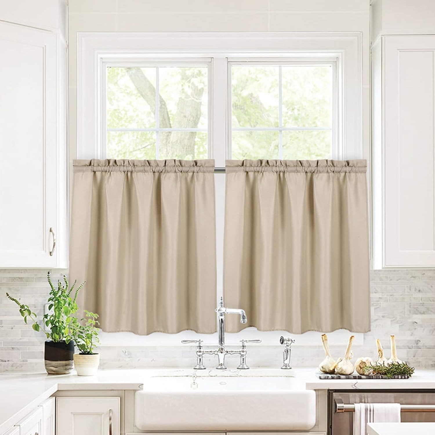 Waffle Weave Textured Bathroom Window Curtains Water Repellent Short Curtains…
