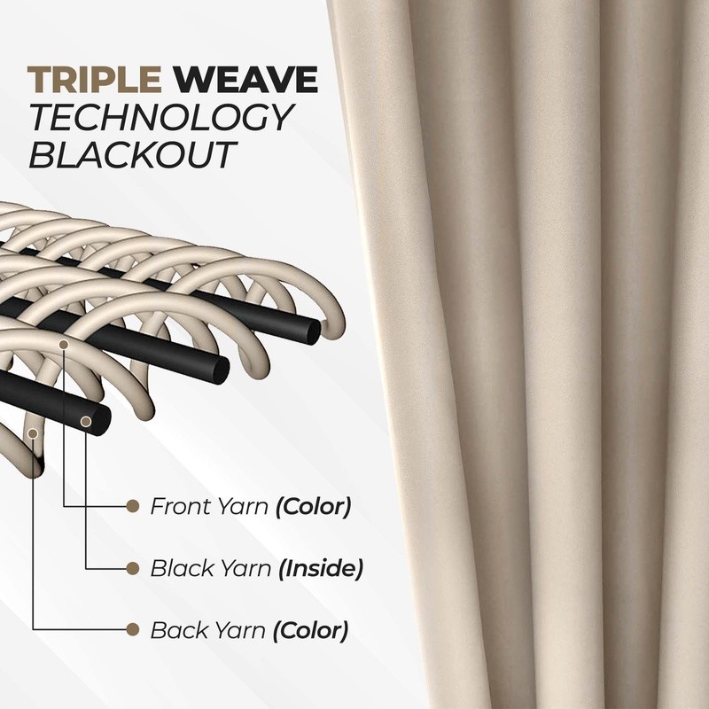 Solid Blackout Curtain Set 2 Panels UV Blocking Durable Polyester Easy Care New