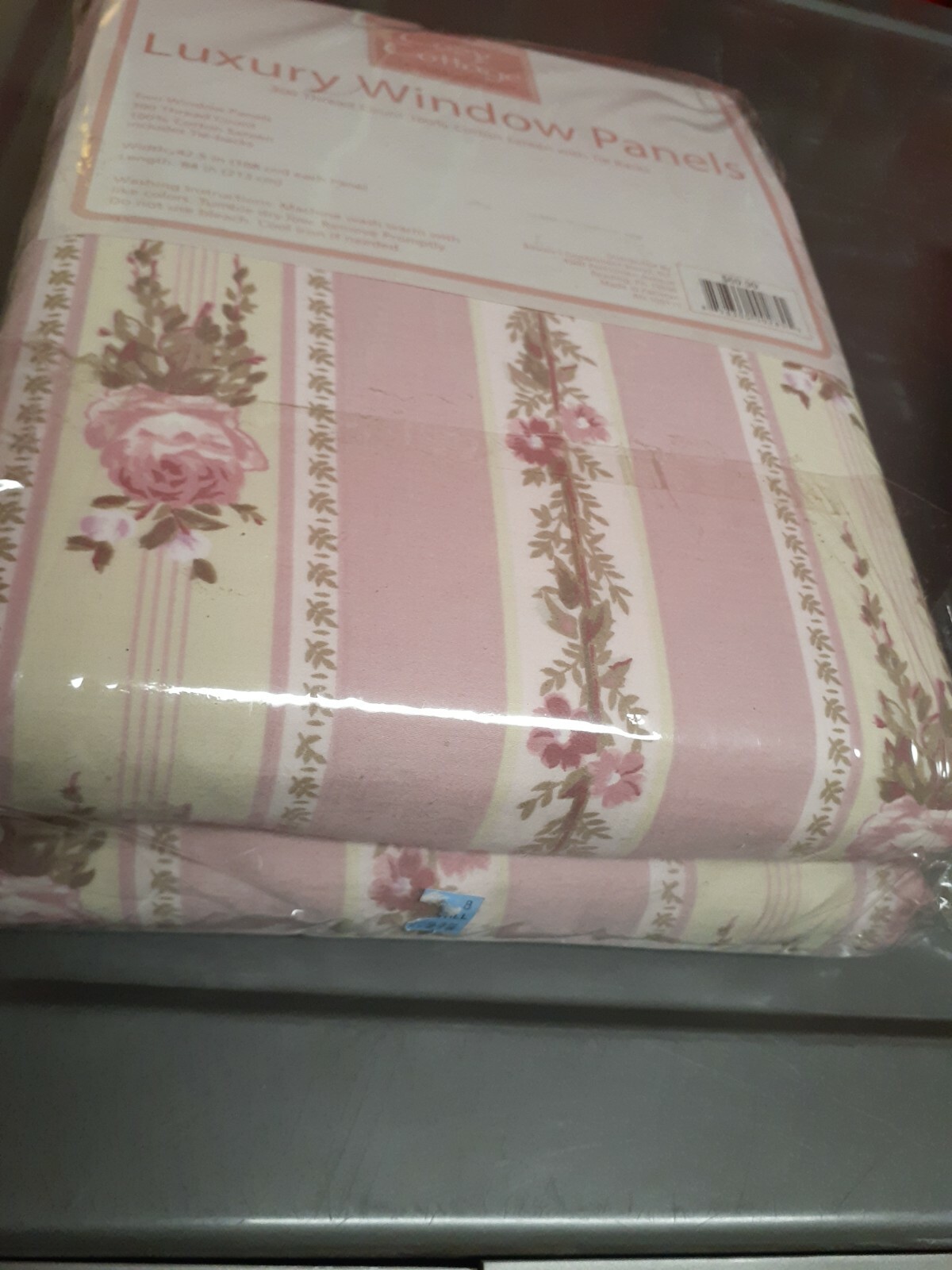 Cozy Cottage Timeless Roses-Lined Drapes & Valances-Boscov’s-PINK Sateen 84″