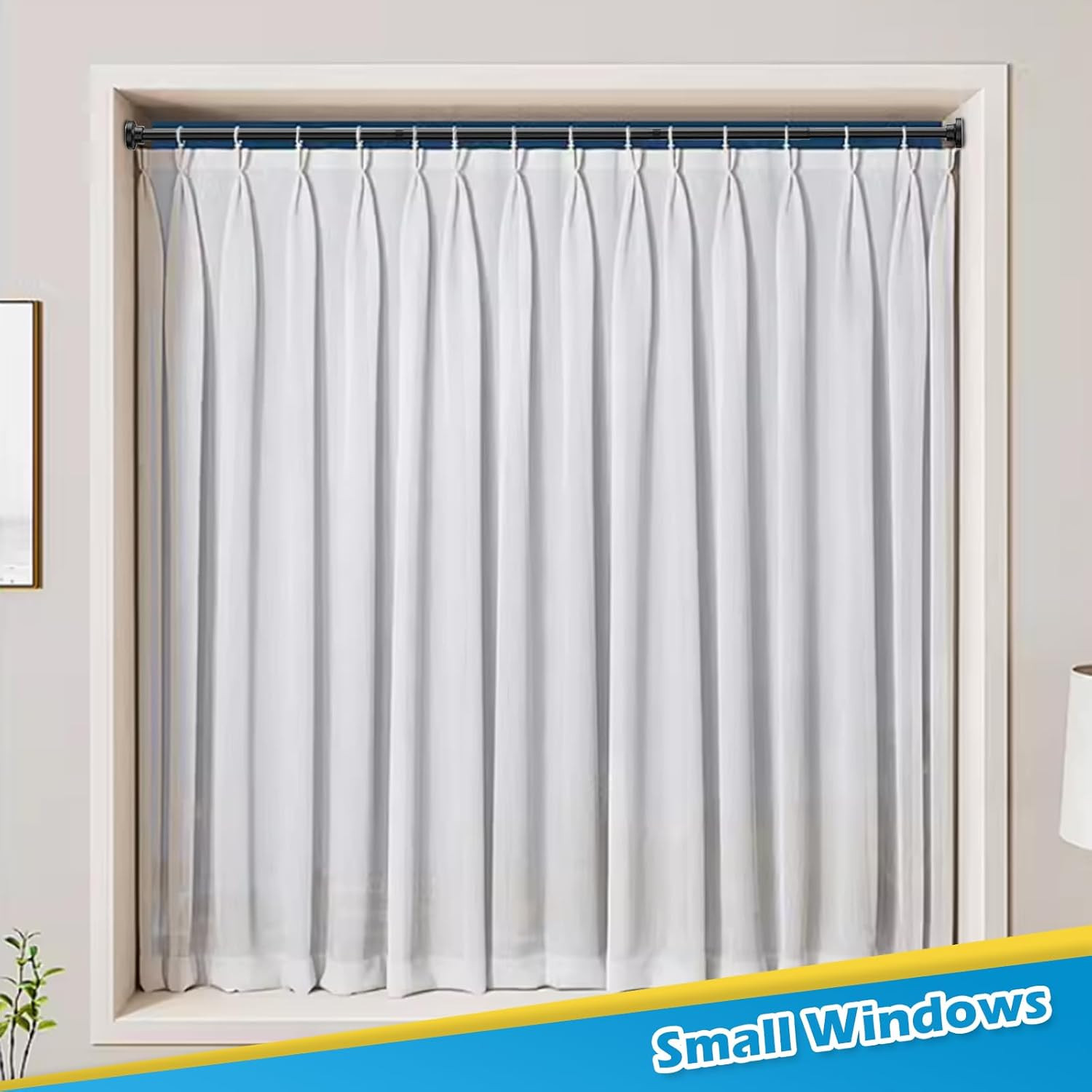 2Pcs Tension Curtain Rod 33 to 56 Inch No Drilling Spring Tension Rod Adjusting