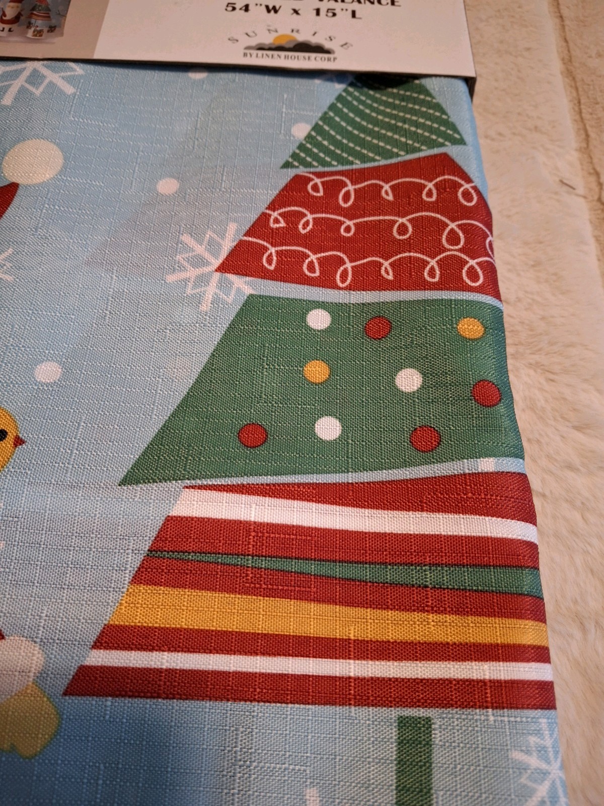 Christmas Kitchen Curtains 3 Piece Set Santa Snowman North Pole NWT