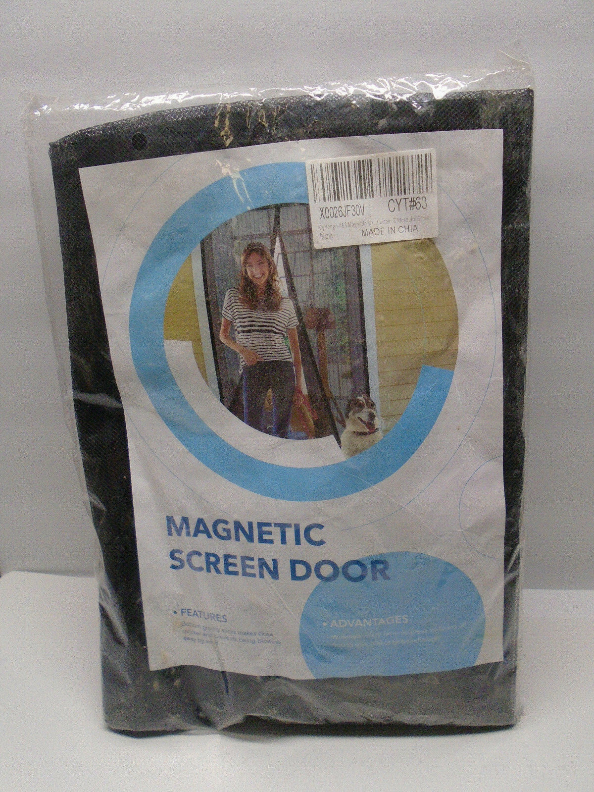 New In Package Magnetic Screen Door 36″ X 80″ Keep Bugs Out Black Fiberglass