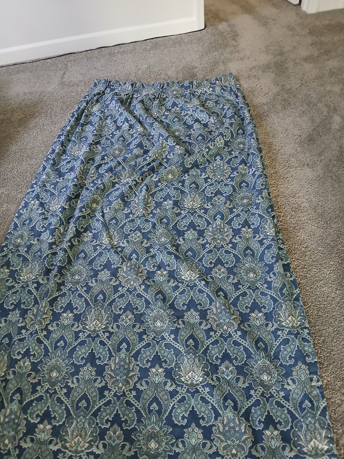 2 Panels Blue Custom Pinch Pleated Linen 35.2W X 88”L READ