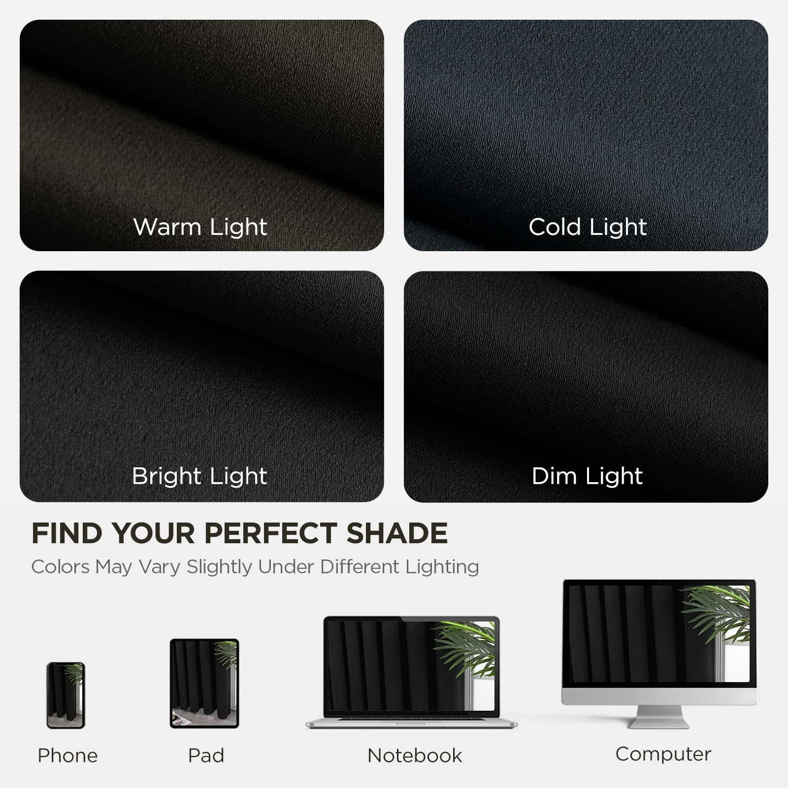 Joydeco Blackout Curtains 52″W x 72″L Black Room Darkening Drapes 2 Panels