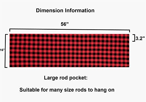 2 Pack Buffalo Check Plaid Window Valances Farmhouse Design Red and Black